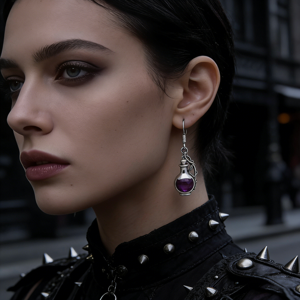Amethyst Potion Bottle Earrings