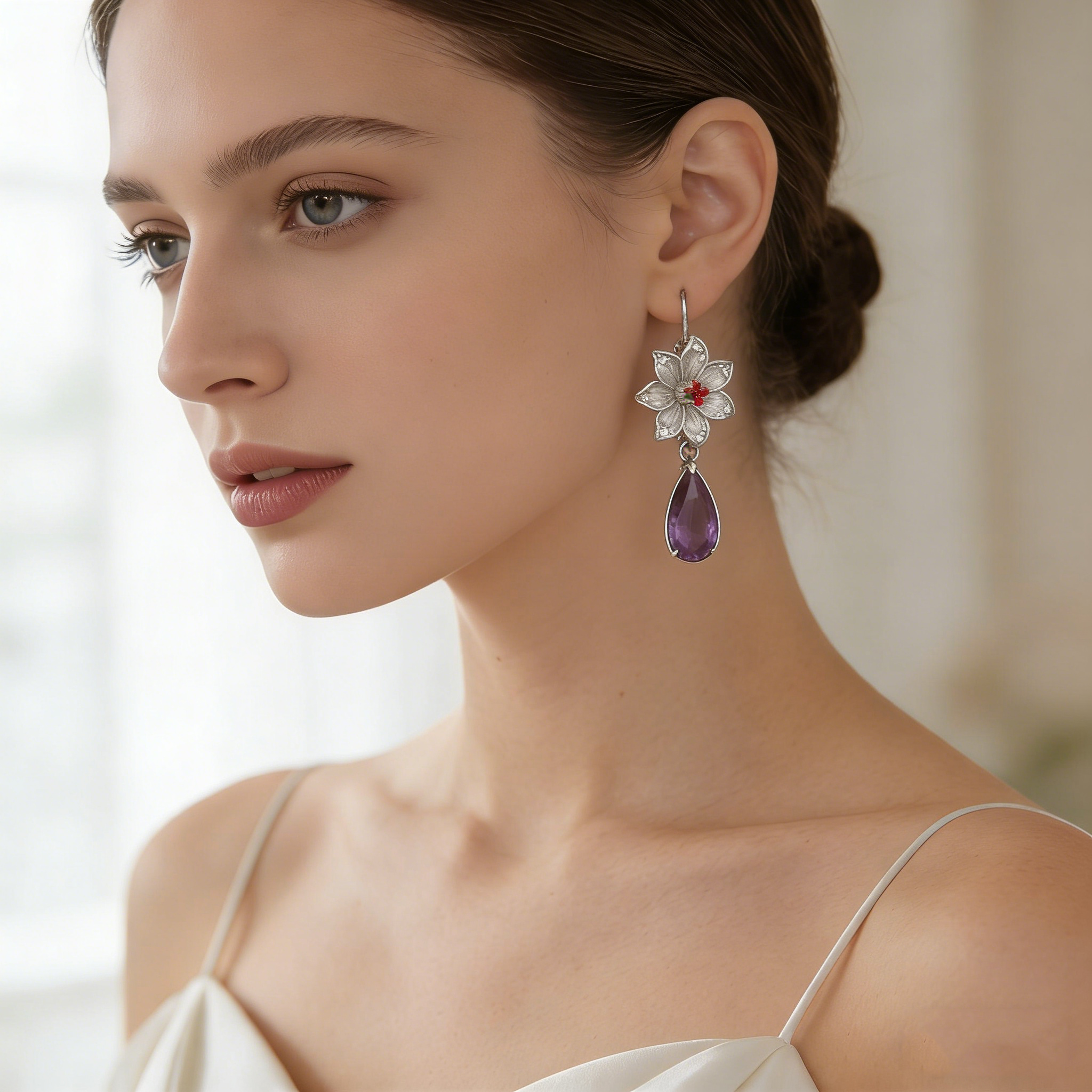 Lily Amethyst Drops Earrings