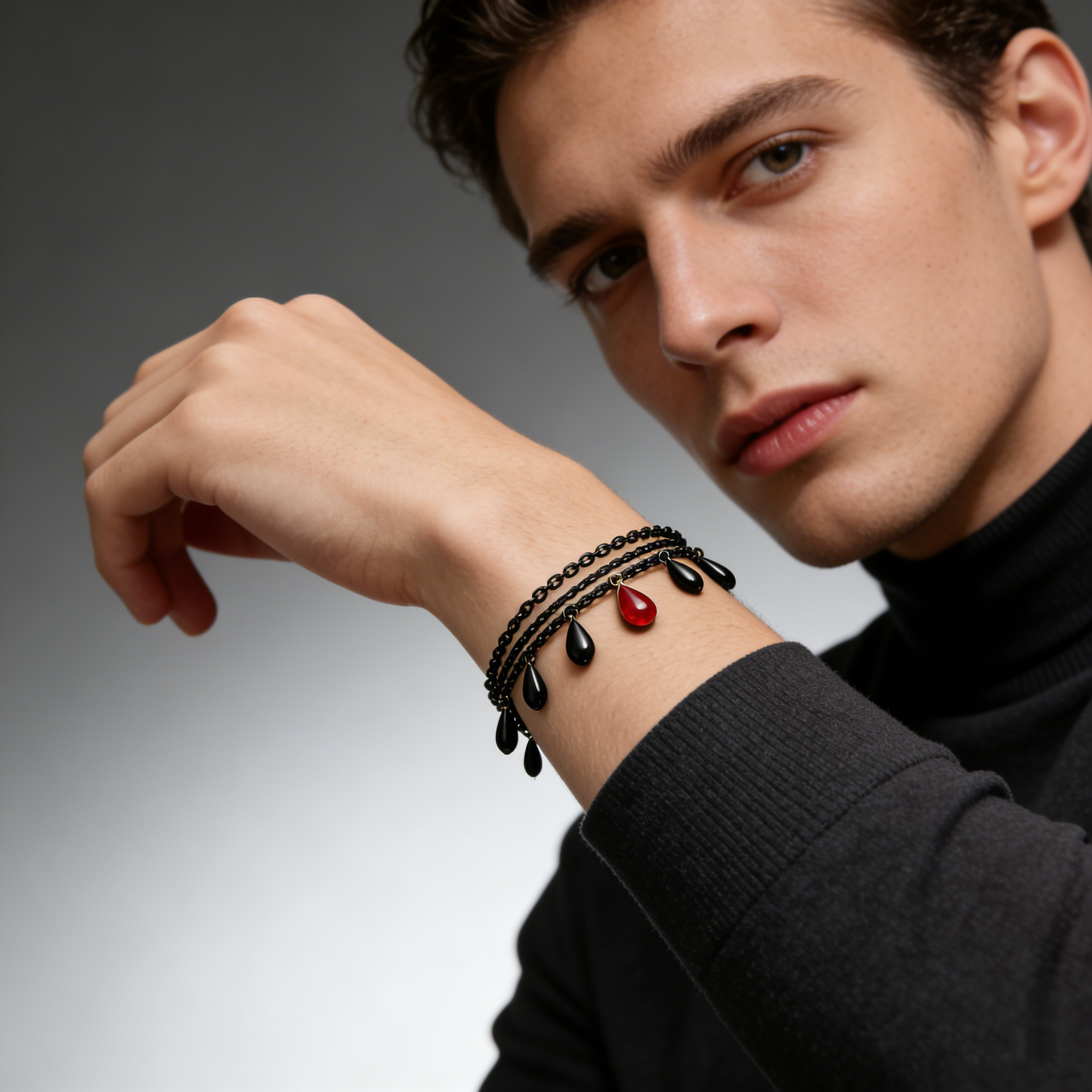 Noir Droplet Chained Bracelet