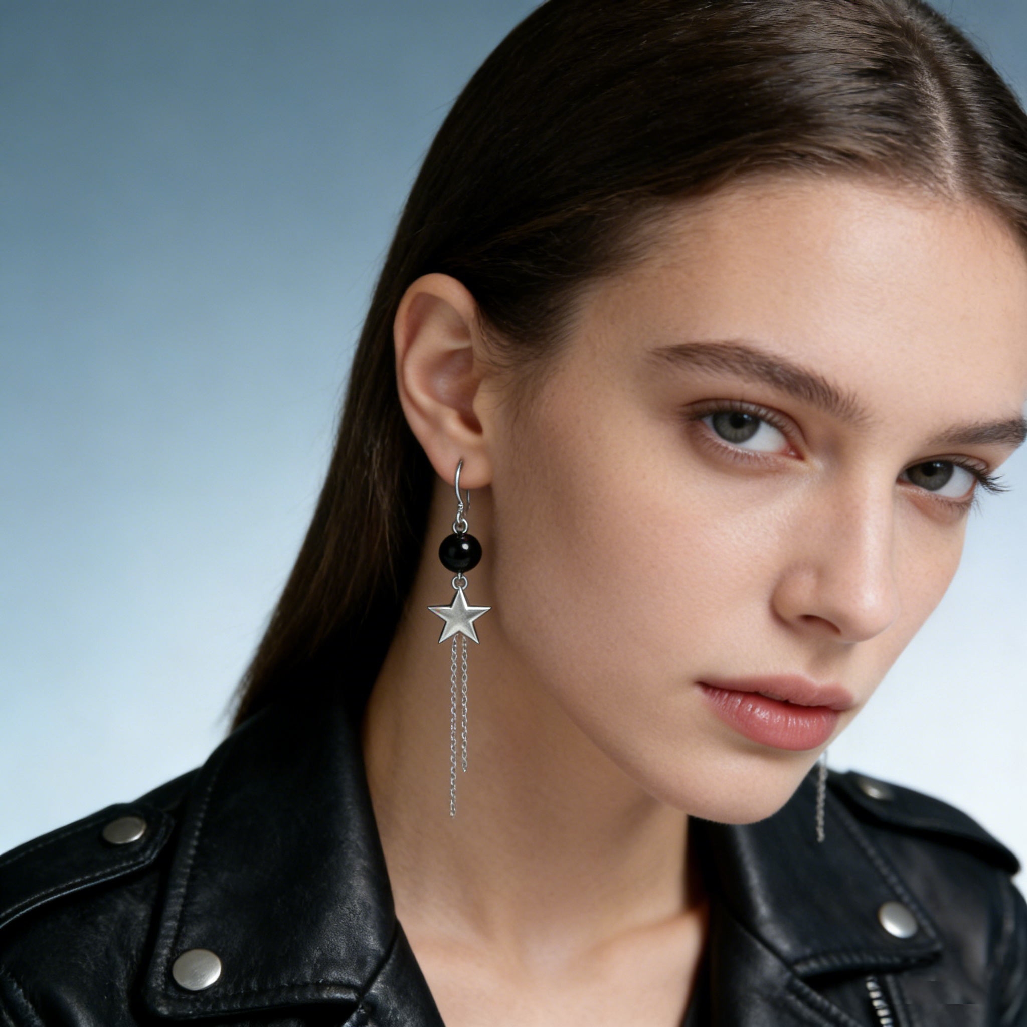 Black Star Tassel Earrings
