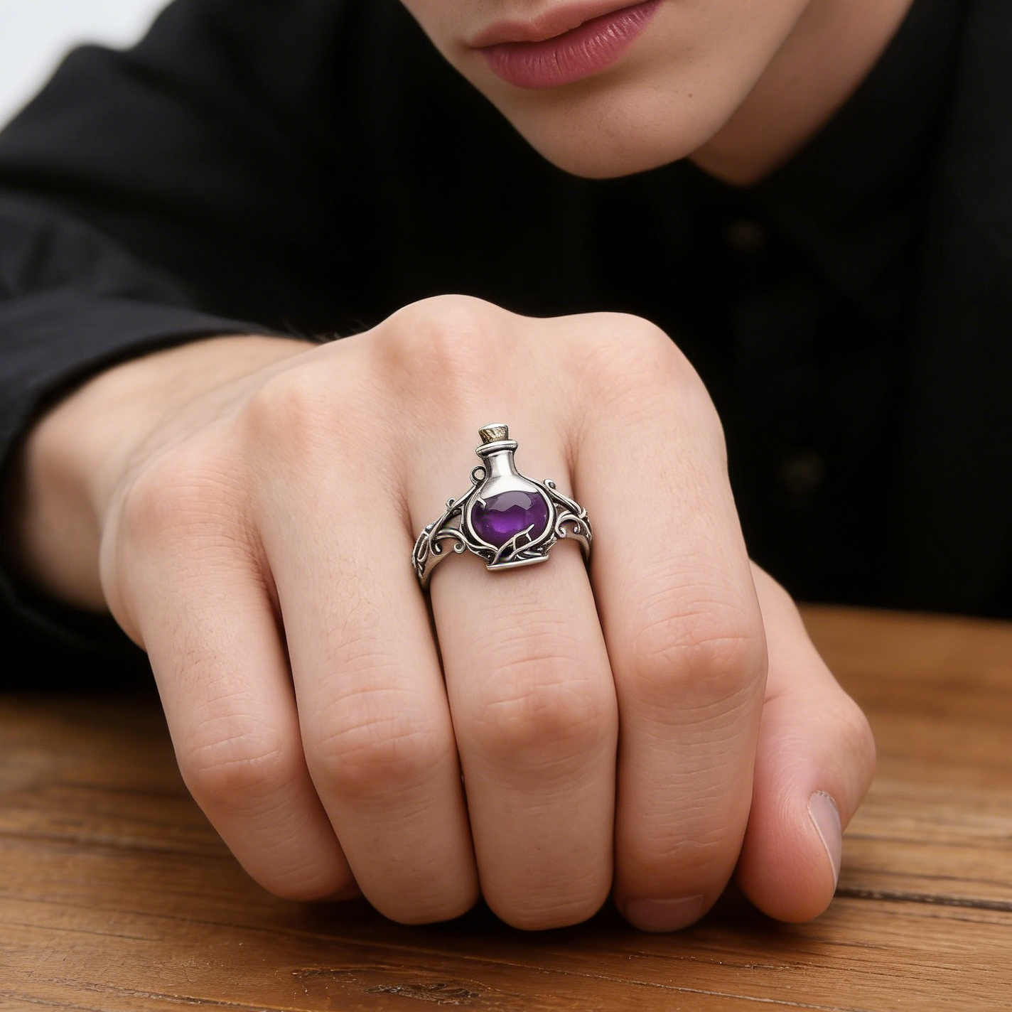 Amethyst Potion Bottle Ring