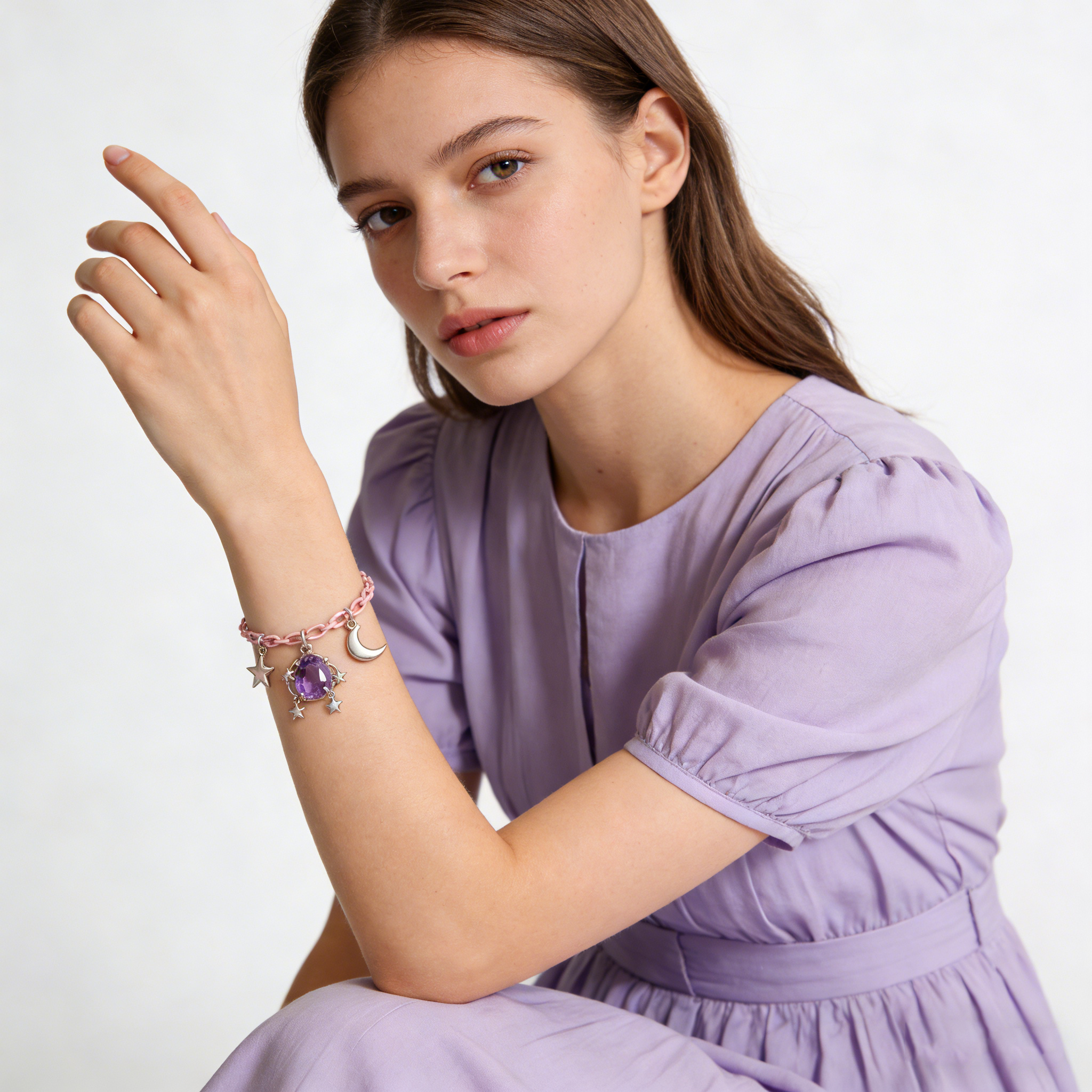 Lavender Star Moon Bracelet
