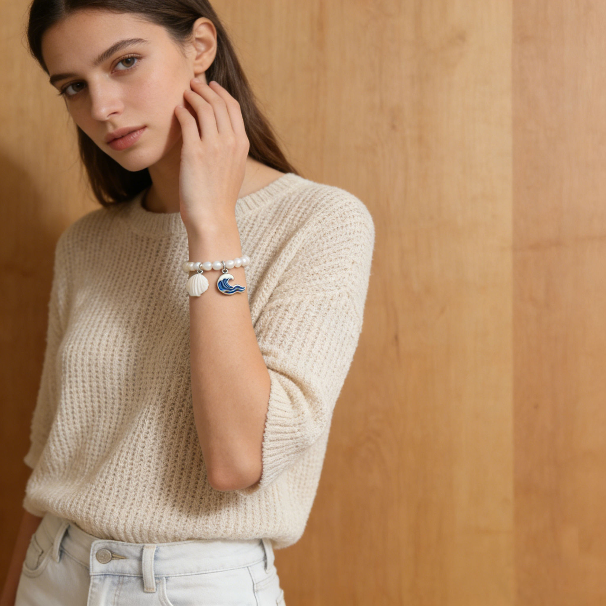 Seashell Wave Pearl Bracelet