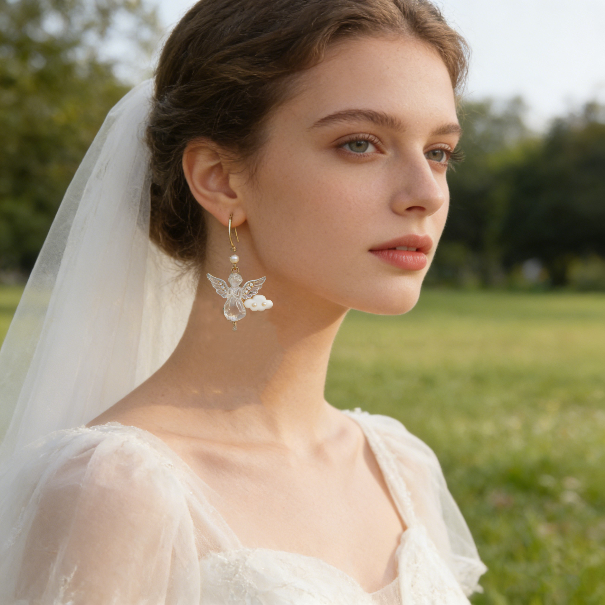 Heavenly Pearl Angel Earrings
