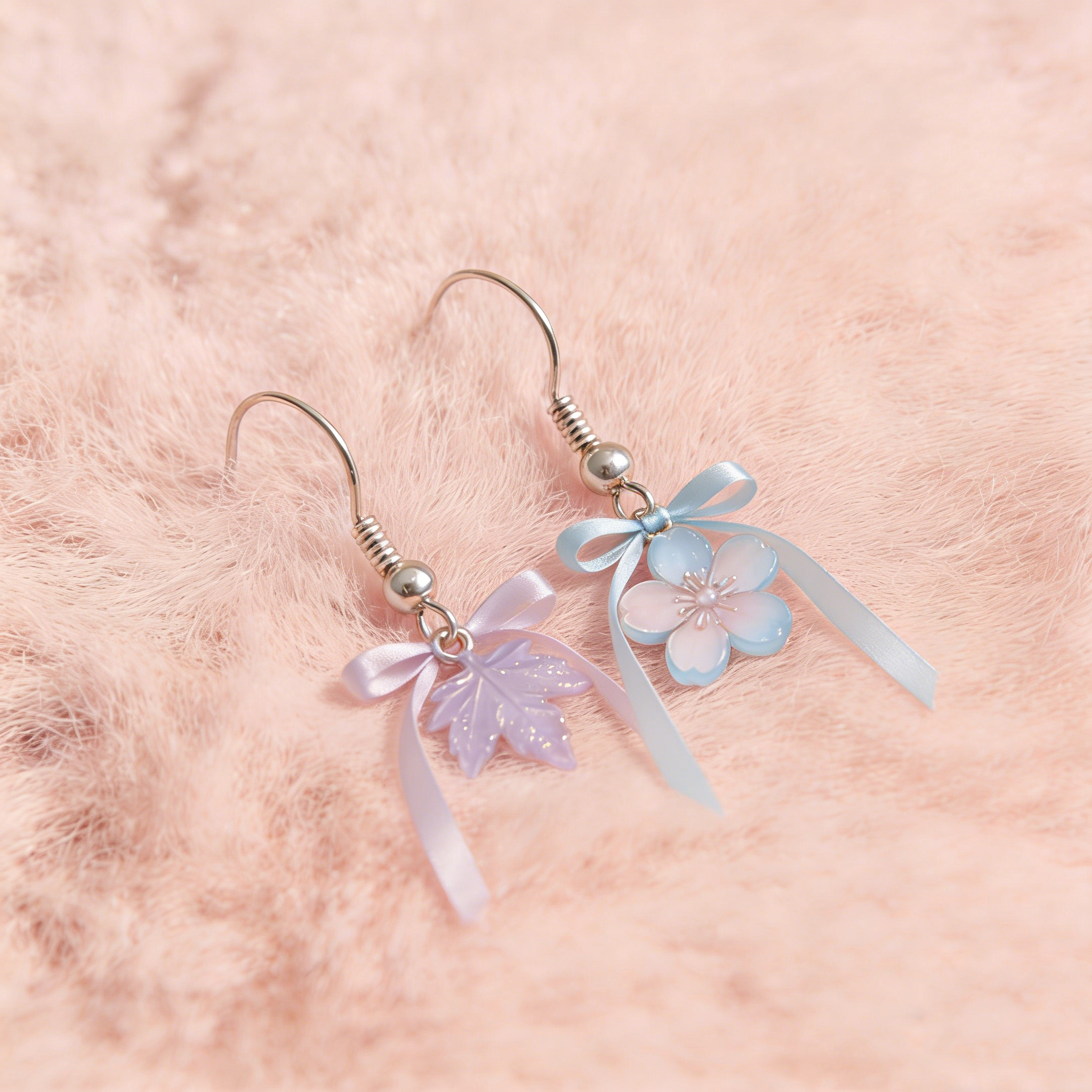 Pastel Bow & Bloom Drop Earrings