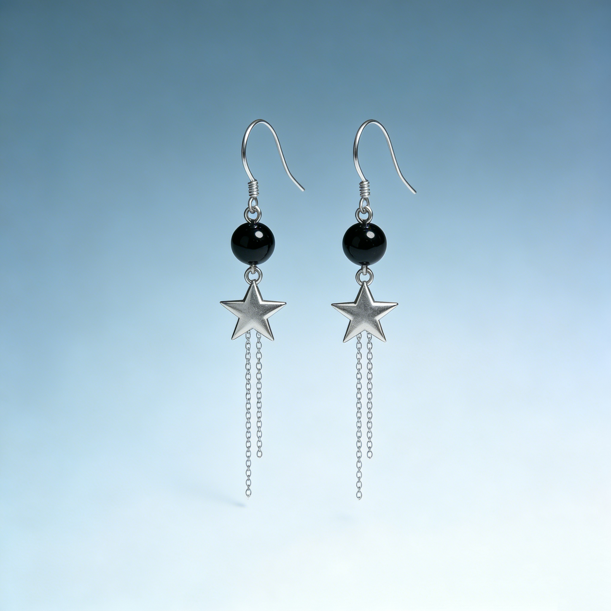 Black Star Tassel Earrings