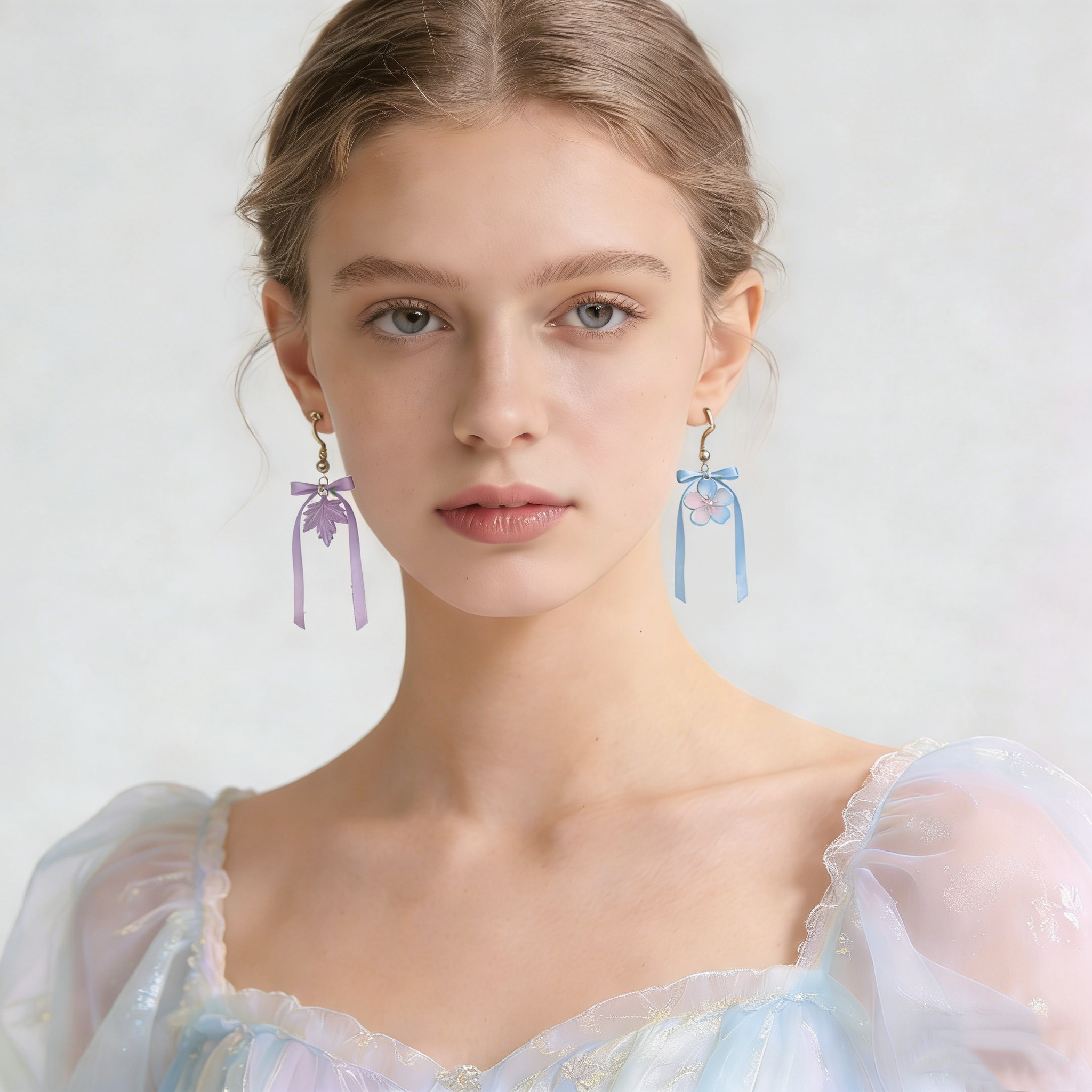 Pastel Bow & Bloom Drop Earrings