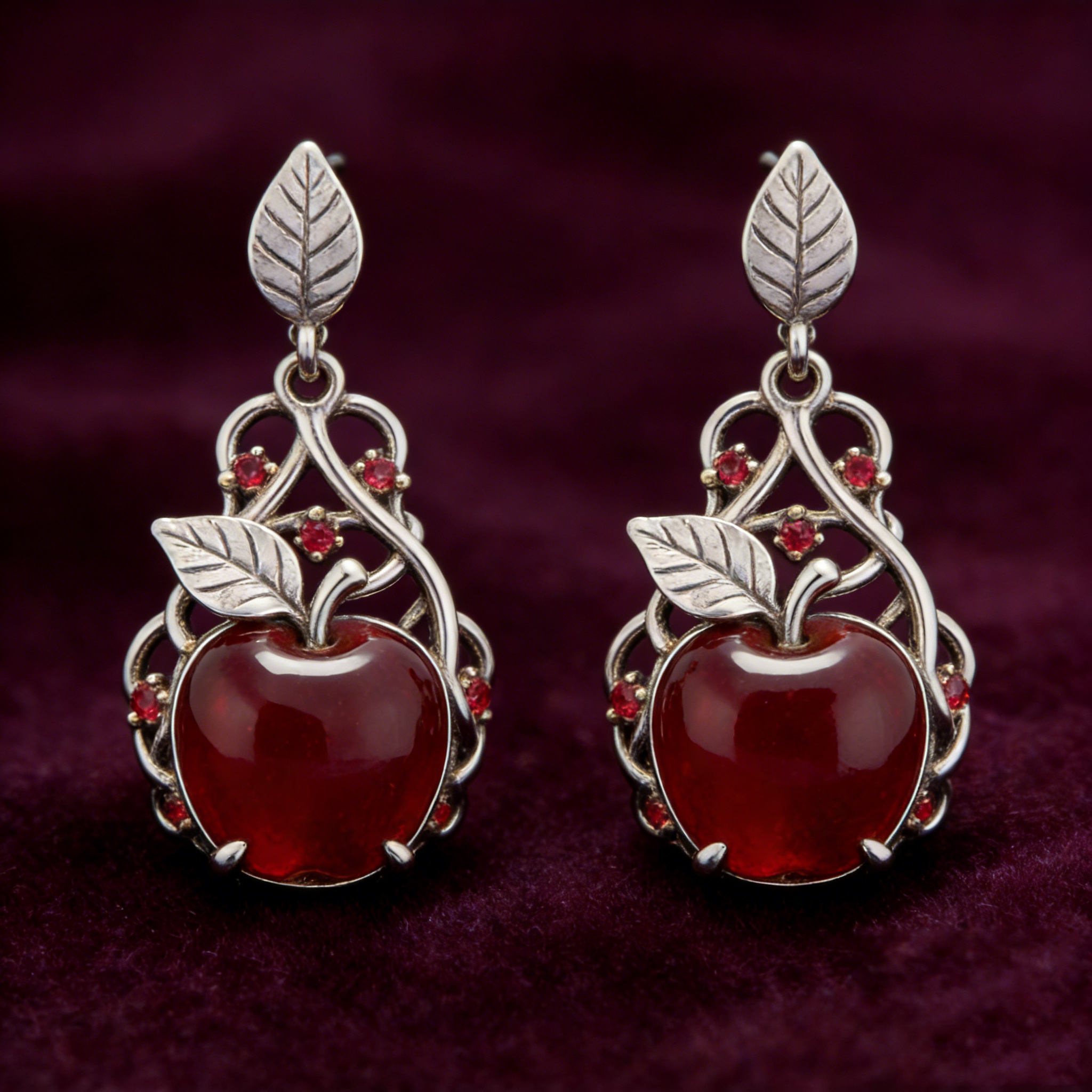 Crimson Apple Drop Earrings