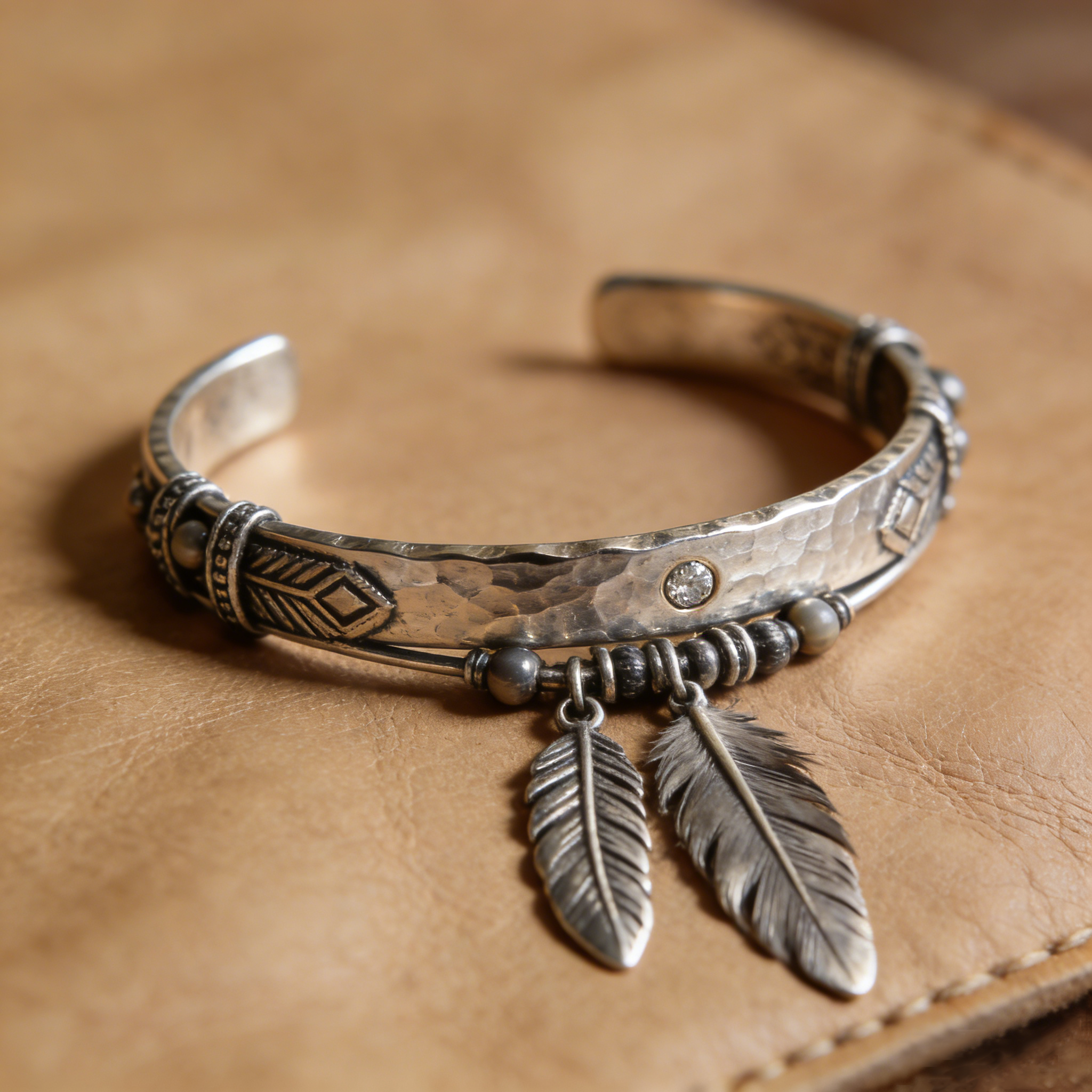 Vintage Feather Cuff Bracelet