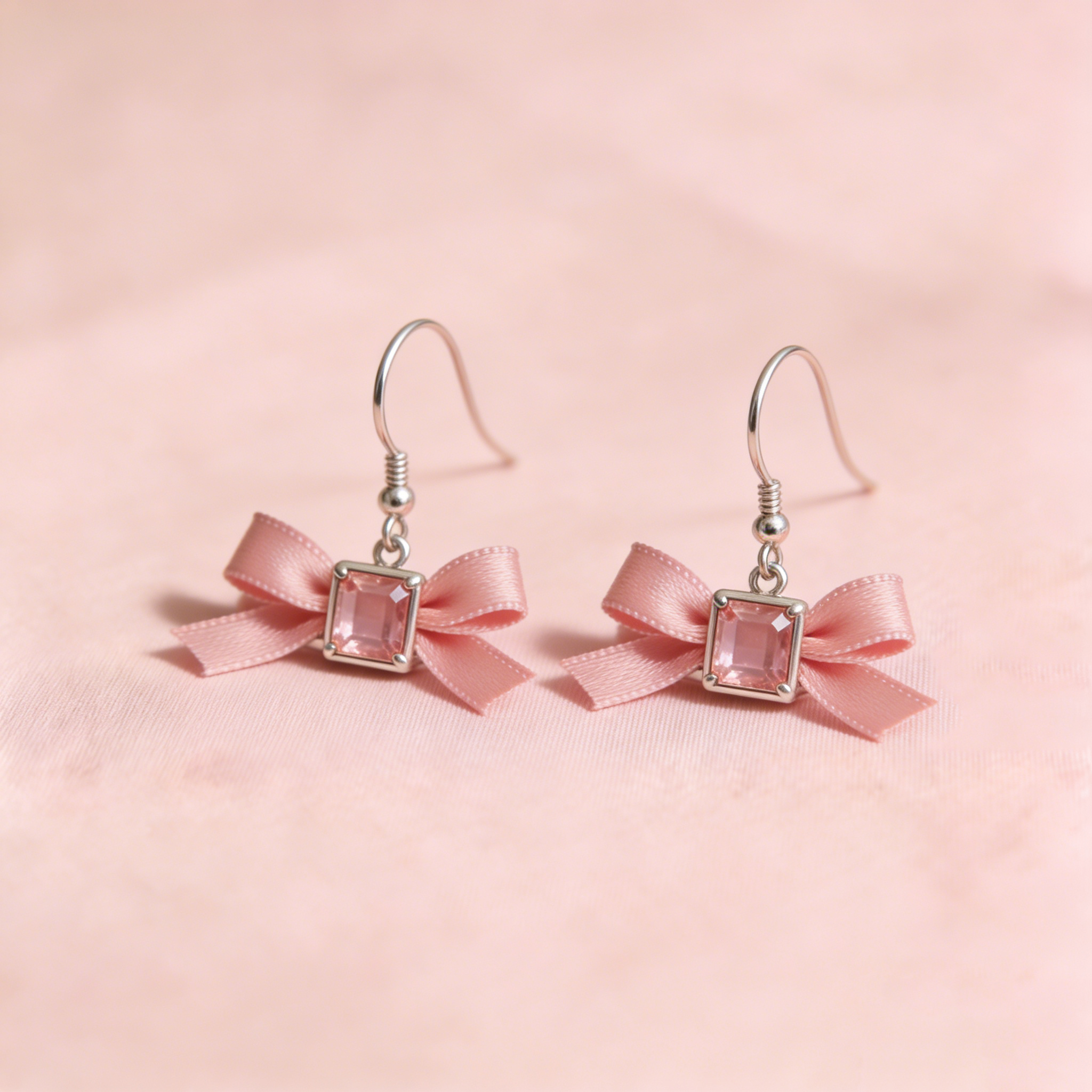 Blush Bow Drop Earrings
