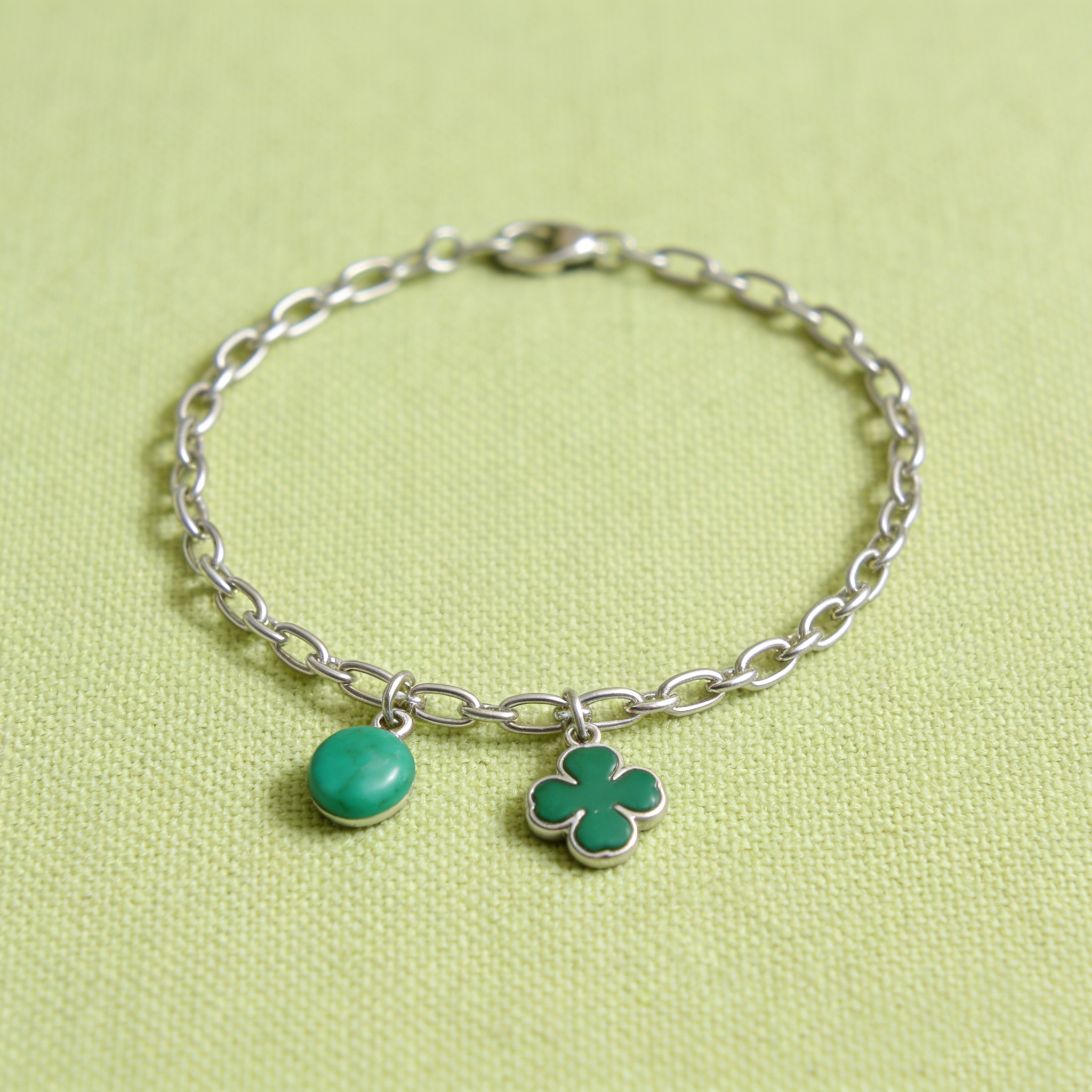 Turquoise Clover Dangle Bracelet