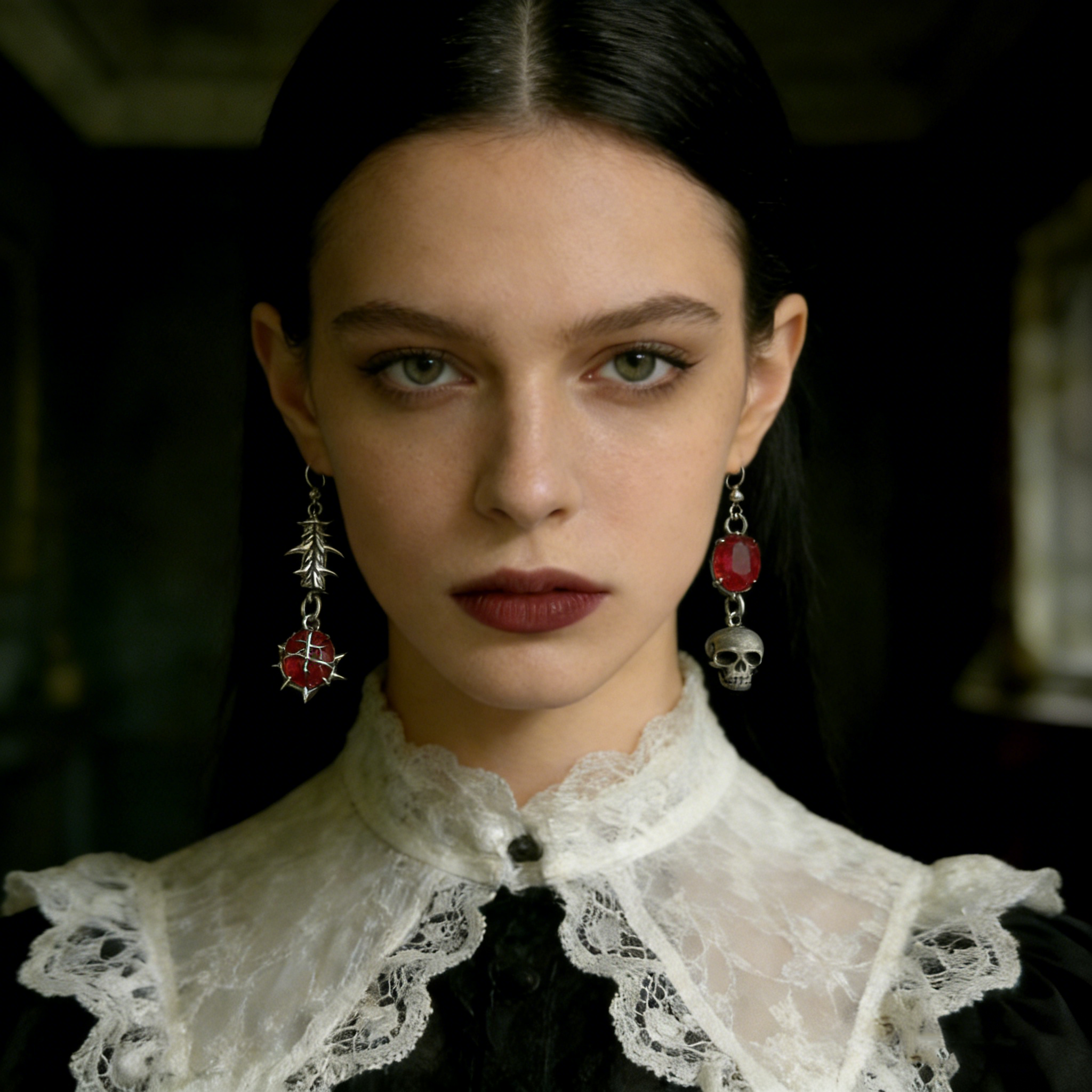 Thorn & Skull Asymmetric Earrings